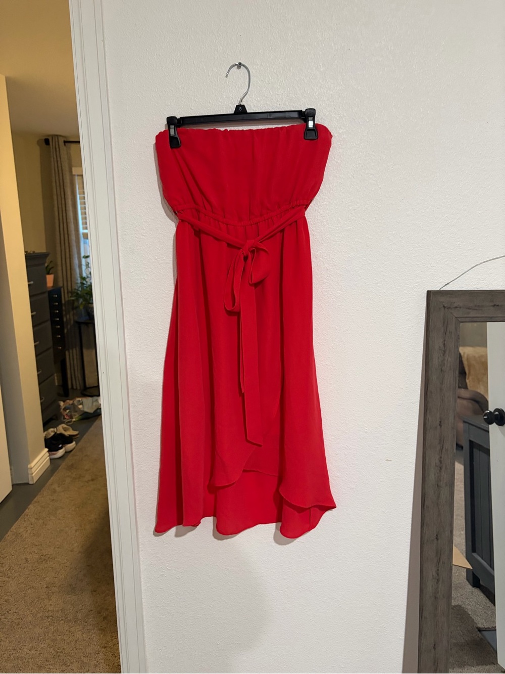 Forever 21 dark pinkish Strapless High-Low Dress with Waist Tie